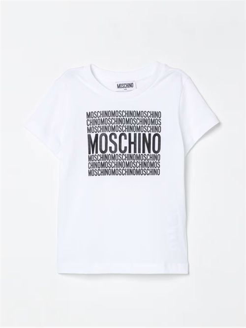 T-shirt in cotone con stampa logo Moschino MOSCHINO KIDS | H6M04KLAA01/10101